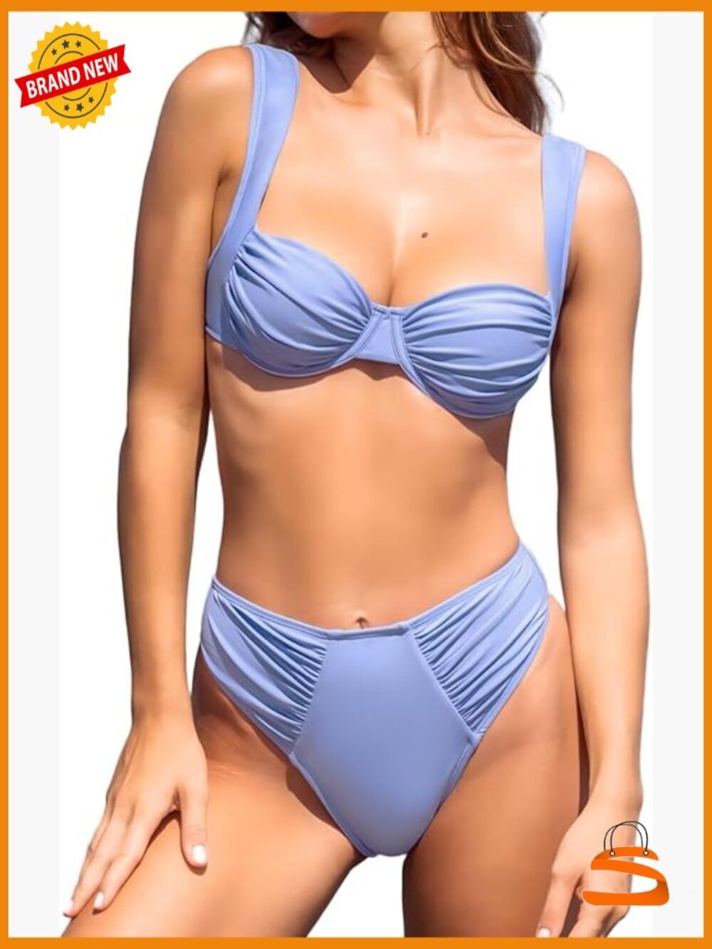 Women's Sweetheart Neck Underwire Bikini Set High Rise Ruched Full Coverage